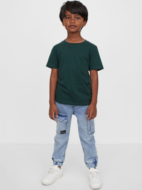 

H&M Boys Blue Solid Cargo Denim Joggers