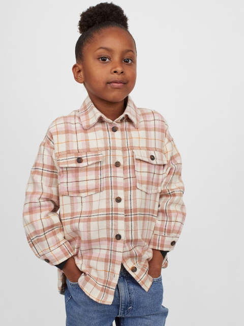 

H&M Girls Beige & Pink Oversized Shirt Jacket
