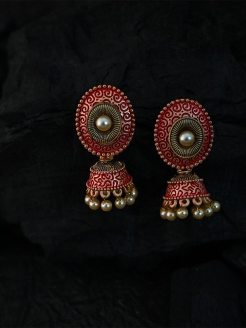 

justpeachy Red Classic Jhumkas