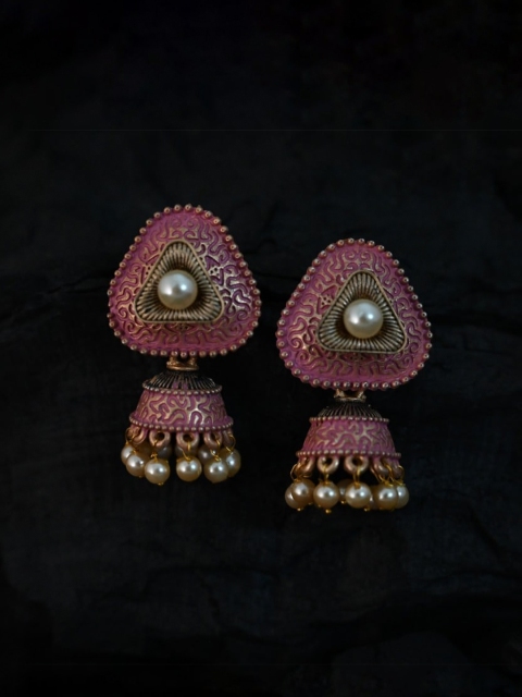 

justpeachy Pink & Gold-Toned Classic Jhumkas