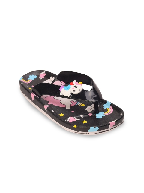 

Yellow Bee Girls Black & Pink Printed Rubber Slip-On