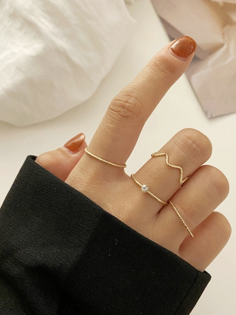 

Shining Diva Fashion Set Of 5 Gold-Plated White Stone-Studded Finger Rings