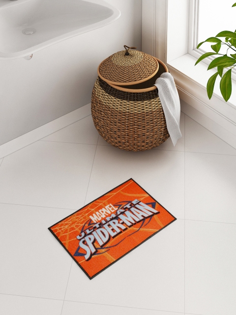 

SPACES Orange Marvel Spiderman Print Rectangular Bath Rug