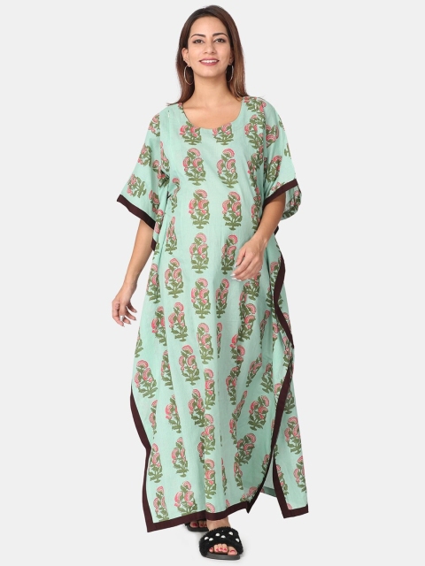 

The Mom Store Green Printed Maternity Maxi Kaftan Nightdress
