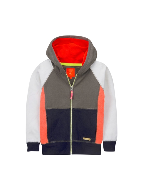 

Cherry Crumble Kids Green & Blue Colourblocked Hooded Sweatshirt