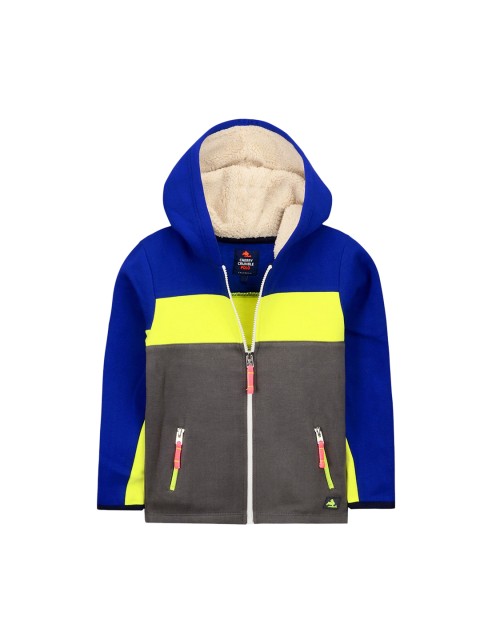 

Cherry Crumble Kids Grey & Yellow Colourblocked Hooded Sweatshirt