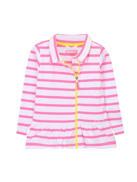 

Cherry Crumble Girls White & Pink Striped Sweatshirt