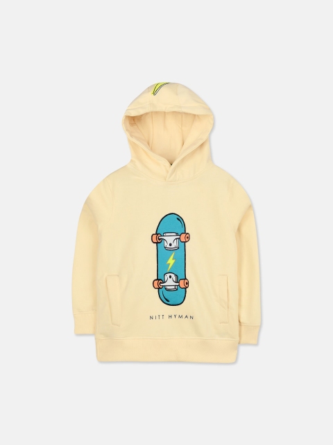 

Cherry Crumble Boys Cream-Coloured Printed Hooded Sweatshirt