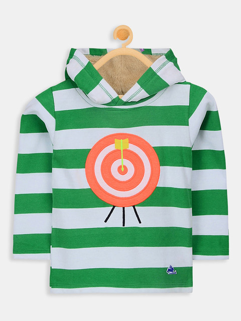 

Cherry Crumble Boys Green & White Striped Hooded Sweatshirt