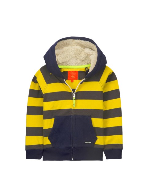

Cherry Crumble Unisex Kids Yellow Striped Hooded Sweatshirt