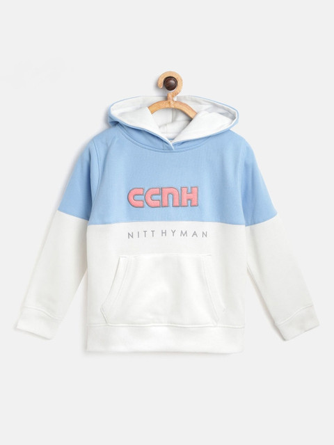 

Cherry Crumble Unisex Kids Blue Colourblocked Hooded Sweatshirt