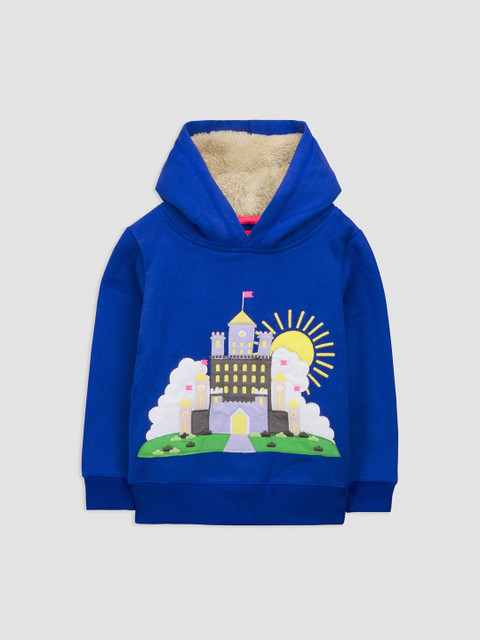 

Cherry Crumble Kids Blue Castle Printed Hooded Sweatshirt