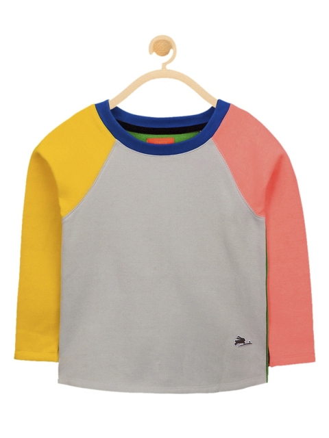 

Cherry Crumble Unisex Kids Grey & Yellow Colourblocked Sweatshirt