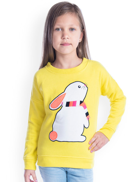 

Cherry Crumble Girls Yellow Printed Sweatshirt