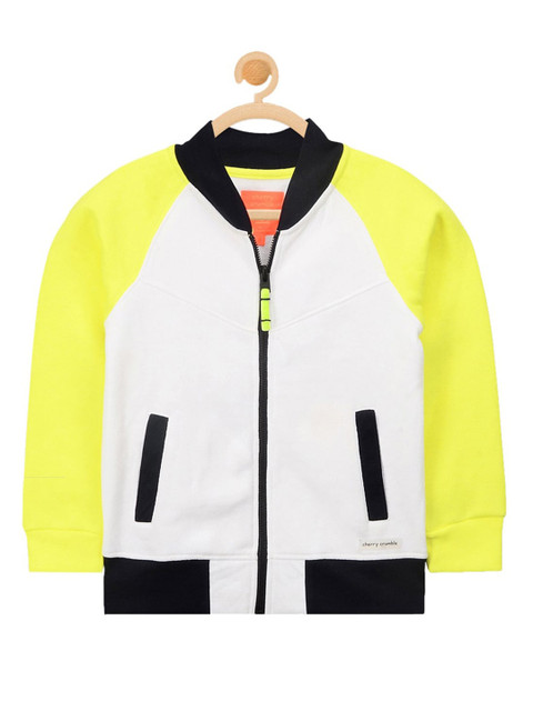 

Cherry Crumble Kids White & Yellow Colourblocked Racing Sweatshirt