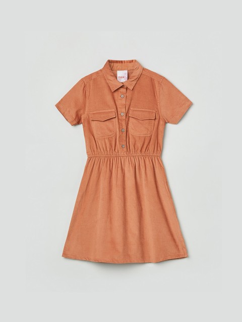 

max Girls Peach-Coloured Pure Cotton Fit & Flare Dress