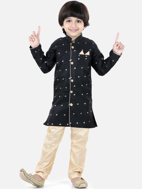 

BownBee Boys Black & Cream-Coloured Embroidered Sherwani