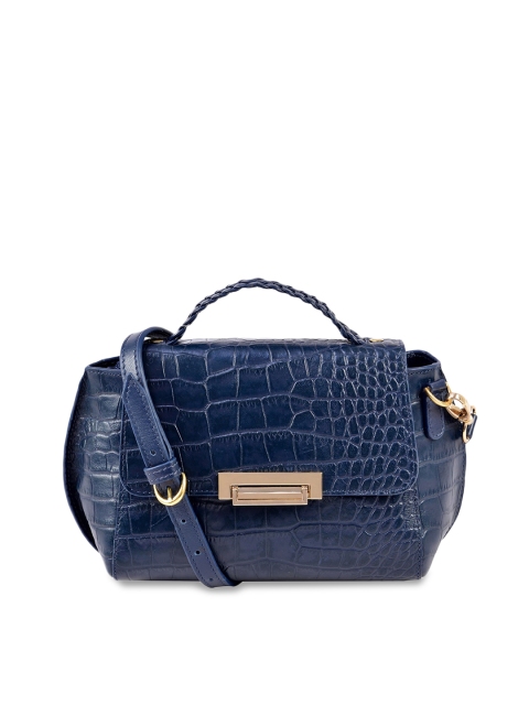 

Hidesign Blue Animal Textured Leather Structured Satchel