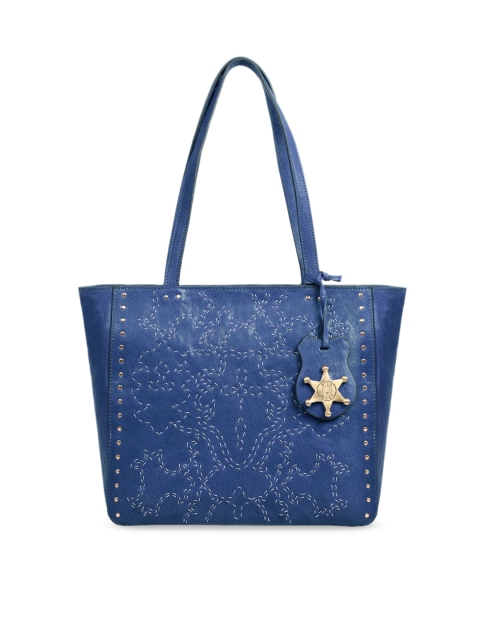 

Hidesign Blue Leather Structured Shoulder Bag