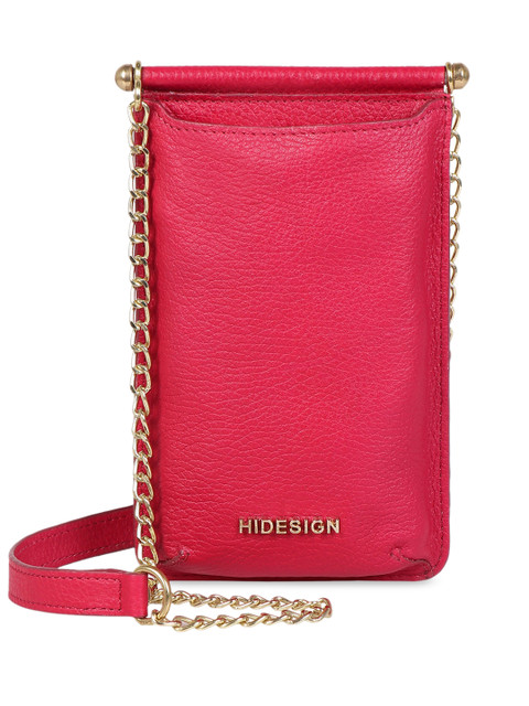 

Hidesign Pink Leather Structured Sling Bag