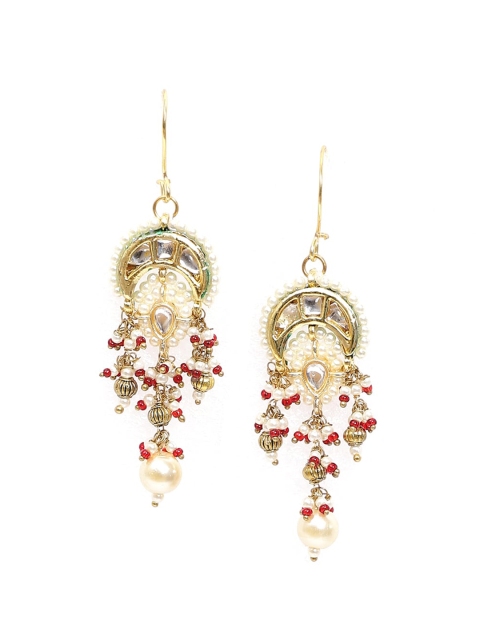 

Biba Gold-Plated White Kundan Studded Drop Earrings