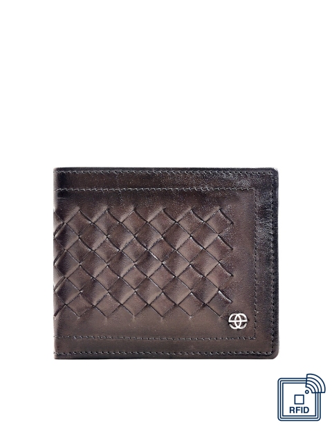 

Eske Men Brown Woven Design Leather Two Fold Wallet