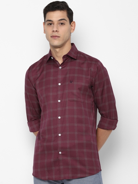 

Allen Solly Men Maroon Slim Fit Opaque Checked Pure Cotton Casual Shirt