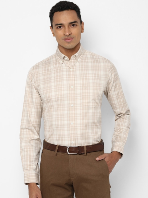 

Allen Solly Men Beige Slim Fit Tartan Checks Opaque Checked Cotton Formal Shirt