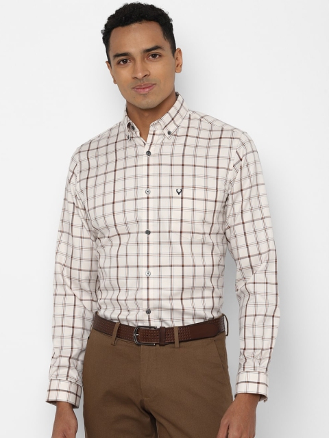 

Allen Solly Men Cream-Coloured Slim Fit Tartan Checks Opaque Formal Shirt