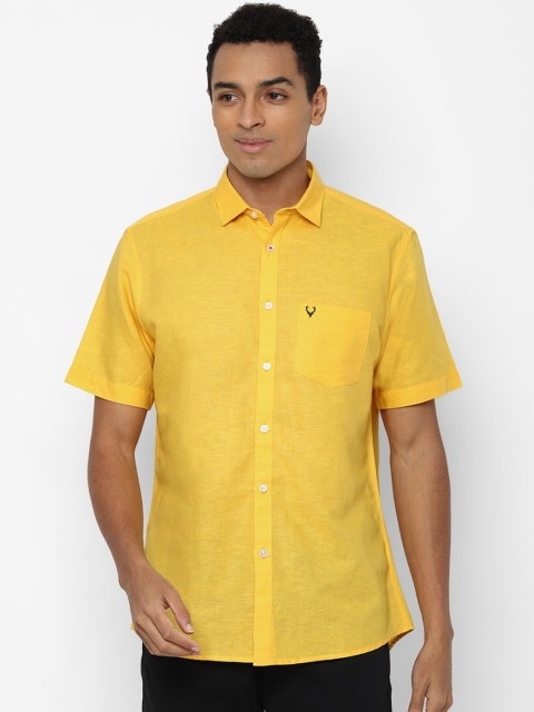 

Allen Solly Men Yellow Slim Fit Opaque Cotton Linen Casual Shirt