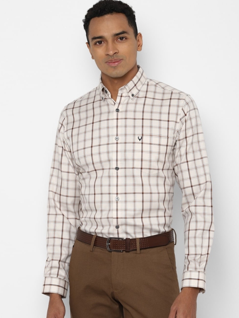 

Allen Solly Men Cream-Coloured Slim Fit Tartan Checks Opaque Checked Formal Shirt