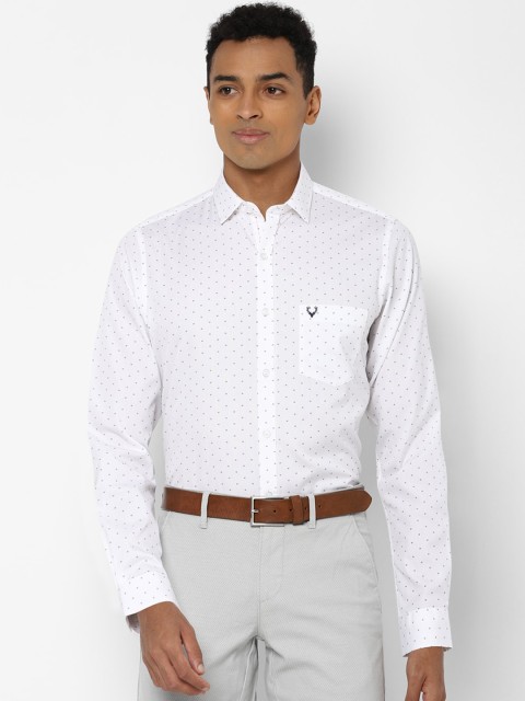 

Allen Solly Men White & Black Slim Fit Opaque Printed Pure Cotton Formal Shirt