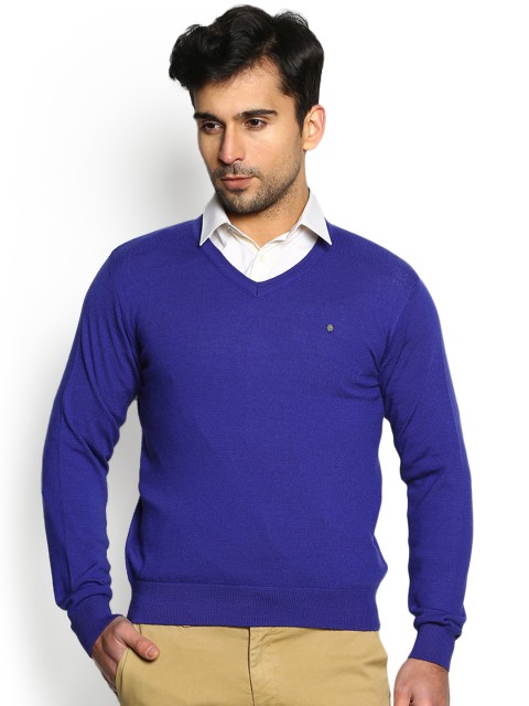 

Blackberrys Men Blue Solid Sweater