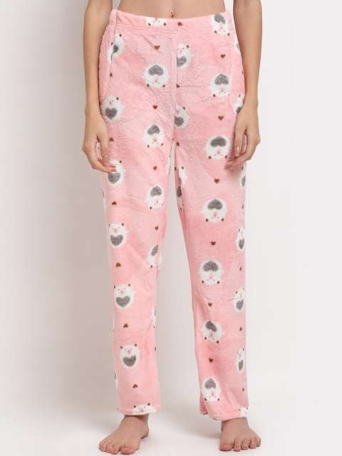 

TAG 7 Women Pink & White Printed Straight Acrylic Lounge Pants