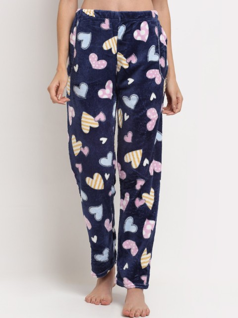 

TAG 7 Women Navy Blue & Pink Printed Lounge Pants