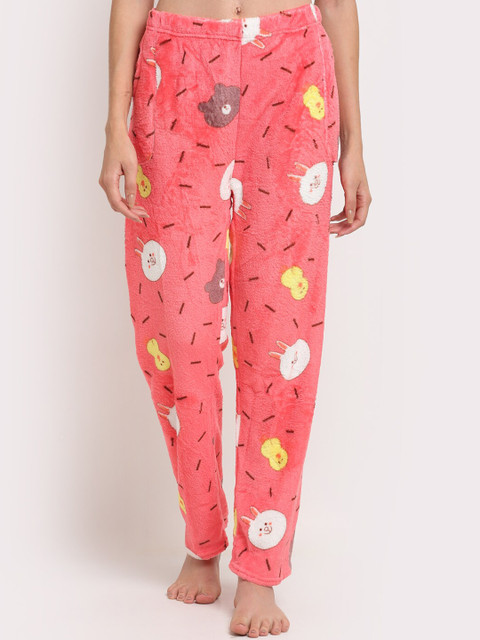 

TAG 7 Women Pink & Brown Printed Straight Lounge Pants
