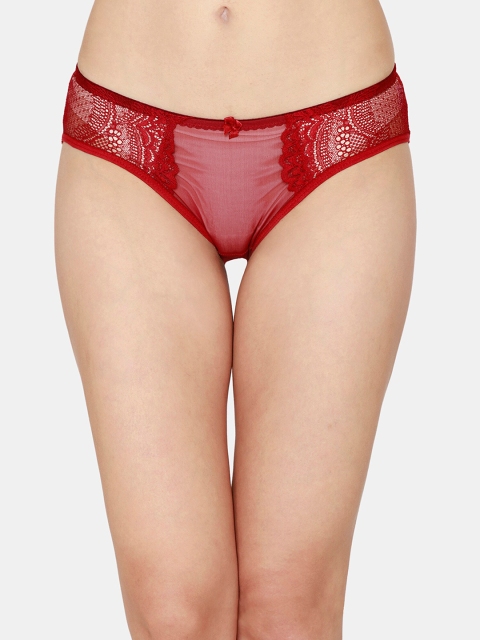 

Rosaline by Zivame Women Red Self Design Lace Bikini Brief