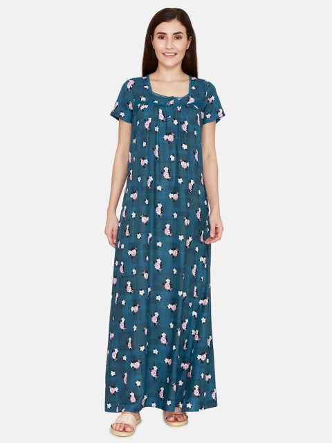 

Zivame Blue Printed Maxi Nightdress