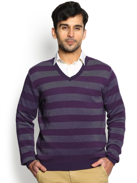 

Blackberrys Men Purple Striped Sweater