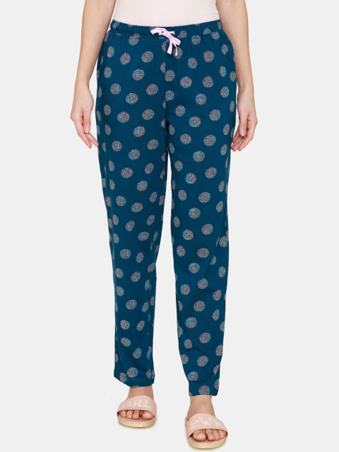 

Zivame Woman Blue Impression Cotton Pyajama, Teal