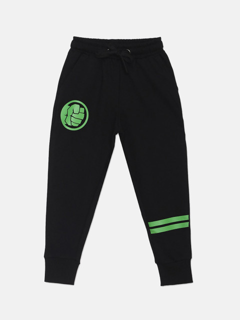 

Kids Ville Boys Black & Green Hulk Printed Pure Cotton Joggers