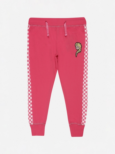 

Kids Ville Girls Pink & White Frozen Printed Pure Cotton Joggers