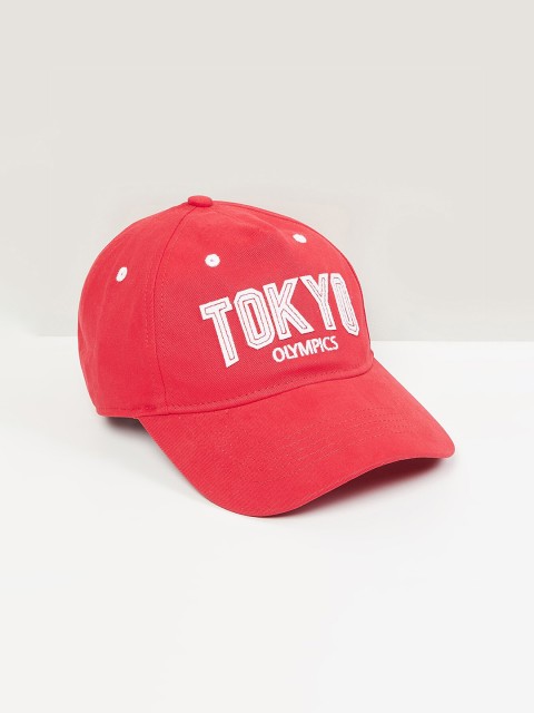 

max Boys Red & White Printed Baseball Cap