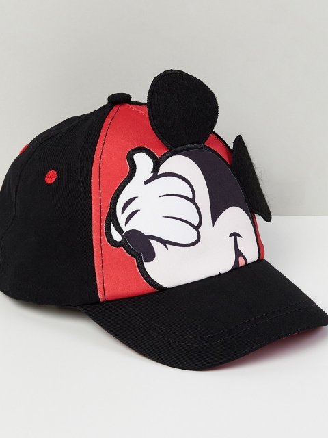 

max Boys Black & White Mickey Mouse Printed Baseball Cap