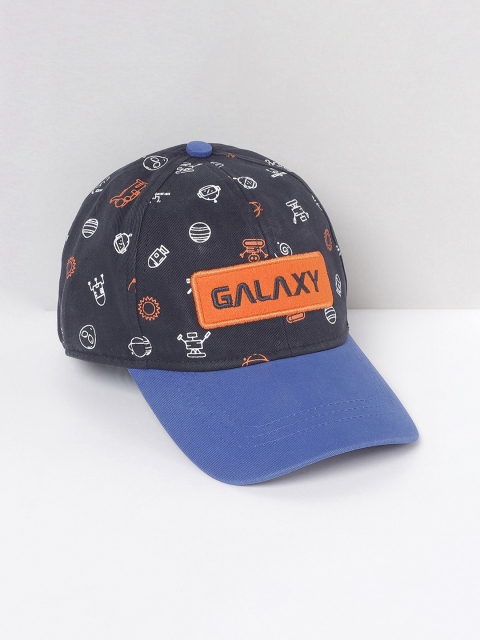 

max Boys Black & Blue Printed Baseball Cap
