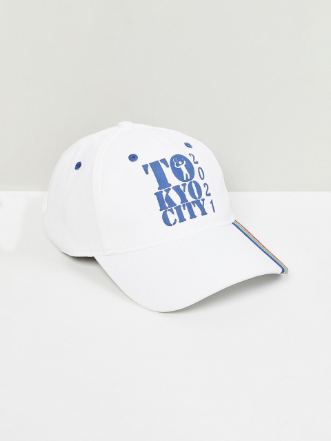 

max Boys White & Blue Printed Baseball Cap