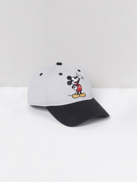 

max Boys Grey & Black Mickey Mouse Embroidered Baseball Cap
