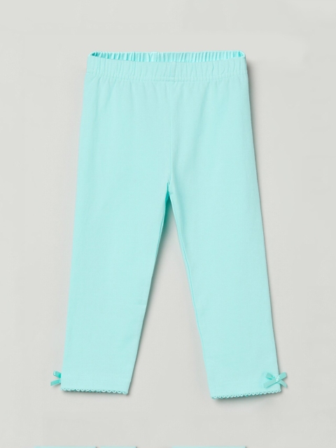 

max Girls Turquoise Blue Solid Ankle-Length Leggings