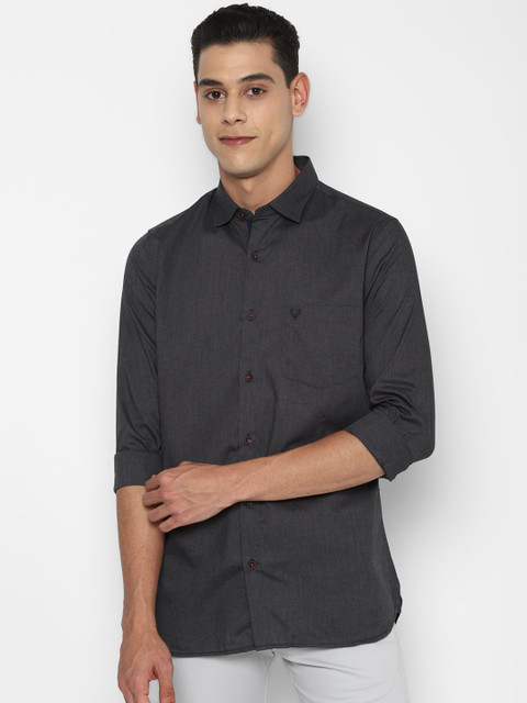 

Allen Solly Men Grey Slim Fit Opaque Pure Cotton Casual Shirt