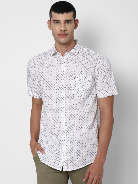 

Allen Solly Men White & Black Slim Fit Opaque Printed Pure Cotton Casual Shirt